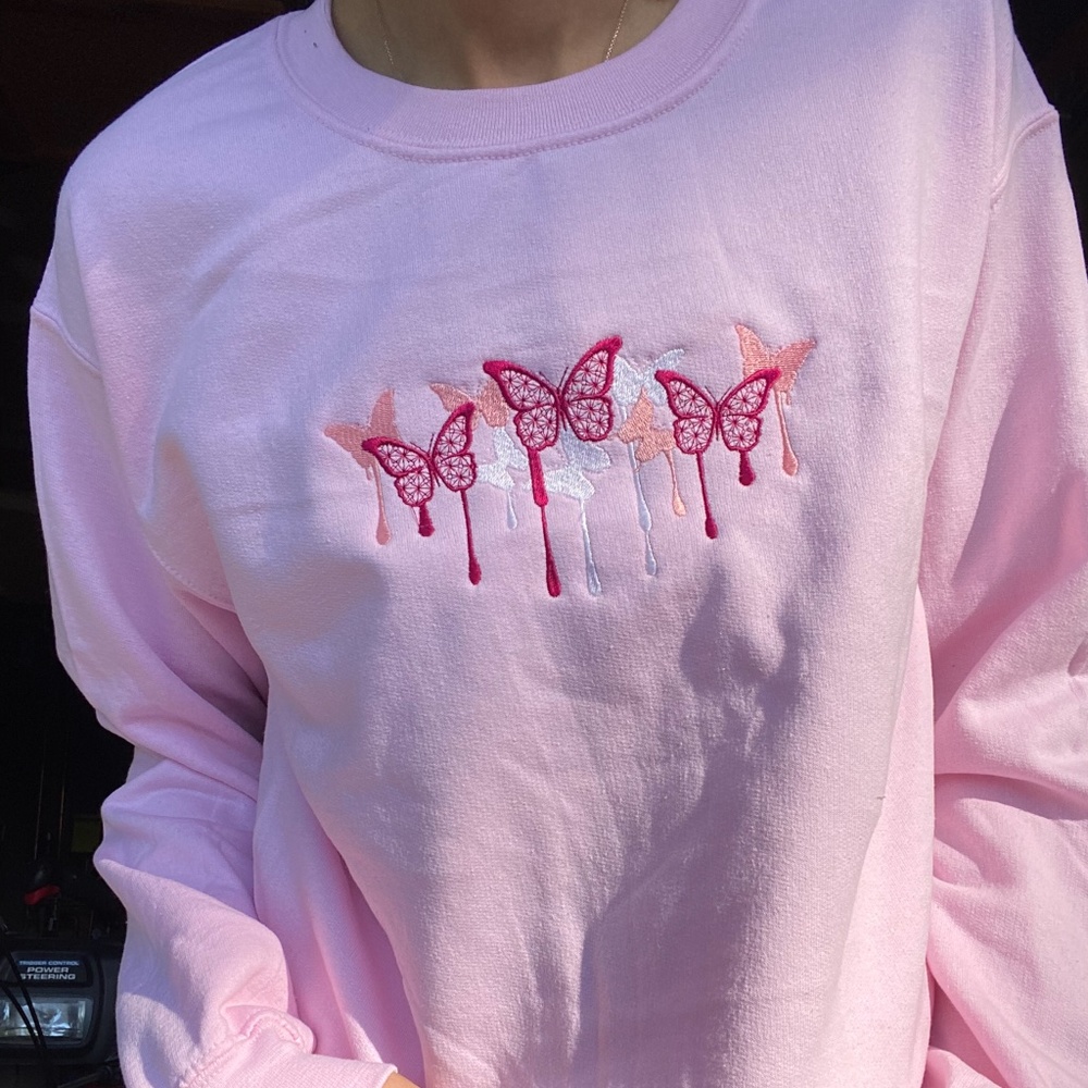 Drippy Butterfly Embroidered Hoodie